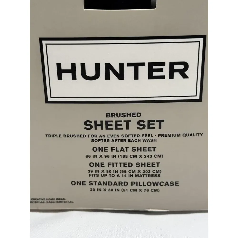 Hunter White Twin XL Brushed Sheet Set Solid Polyester Adult Bedroom Decor